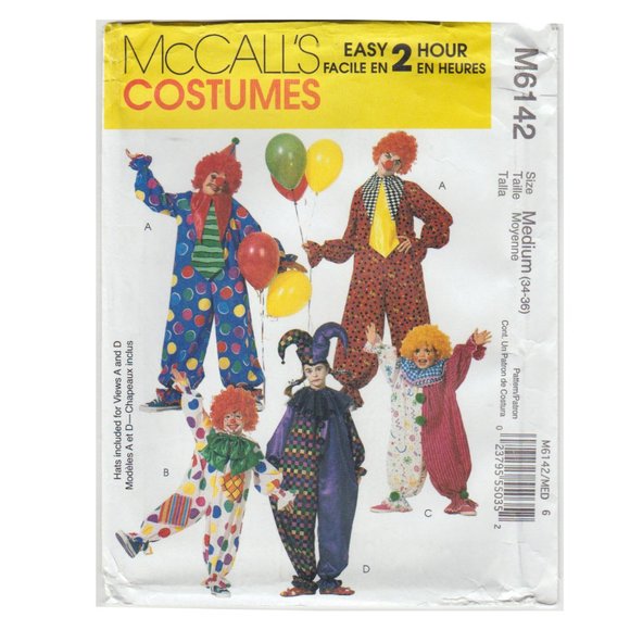 BOGO 2/$8, Sewing Pattern Clown Jester Costume McCalls 6142 Adult Medium 34-36 - Picture 1 of 2
